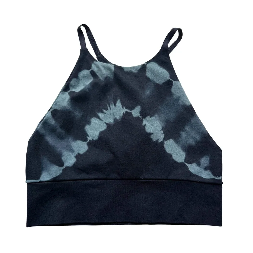 JoyLab High Neck Tie Dye Sports Bra Navy Blue Racerback Size XS
